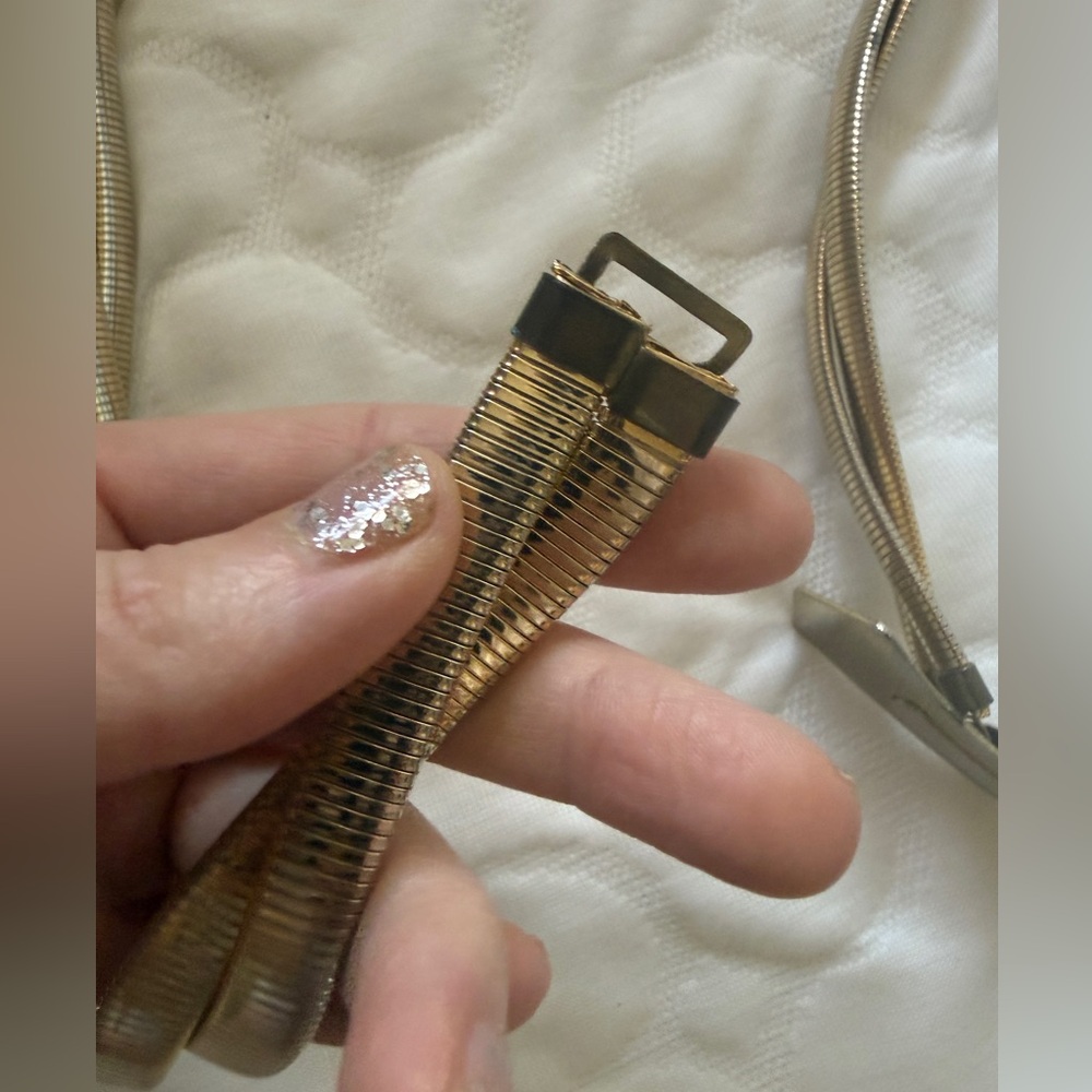 Rare 1980s twisted snake chain Gold Metal Belt with Decorative brass Buckle - Picture 7 of 8